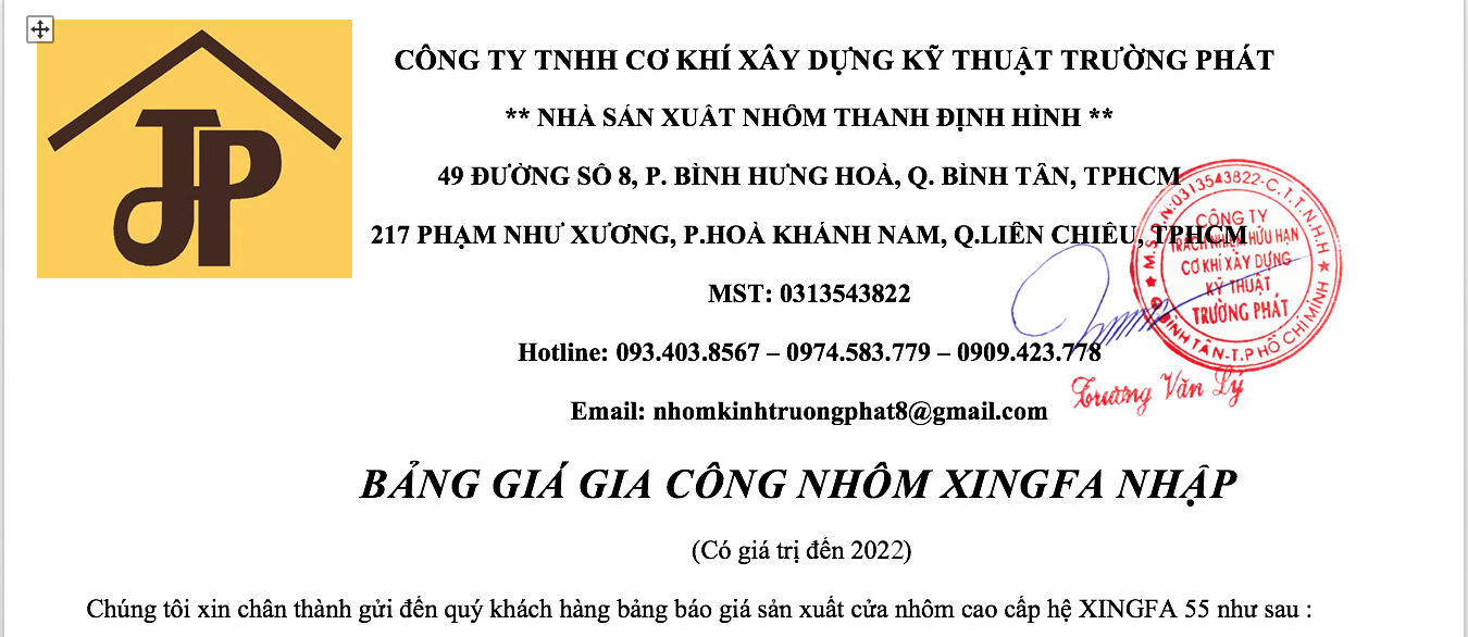 NHÔM KÍNH TRƯỜNG PHÁT